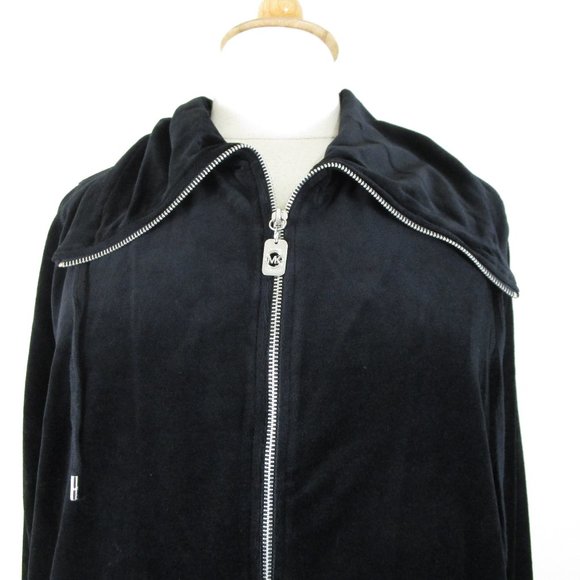 MICHAEL Michael Kors Plus Size Black Silver Velvet Velour Full Zip Jacket 3X - Picture 2 of 12
